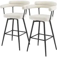 ML-Design BARHOCKER 2er Set drehbar Beige mit Teddy-Stoff 76 cm hoch