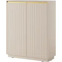 Masseno Kommode MAESTRO 104 cm Highboard mit 2 Türen für Wohnzimmer Schlafzimmer Modern 104x39x127 cm Beige / Beige