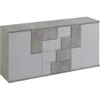 Masseno Kommode ESTRADA 181 cm Sideboard mit 4 Schubladen und 2 Türen für Wohnzimmer Schlafzimmer Modern 181x45x85 cm Taupe / Weiß