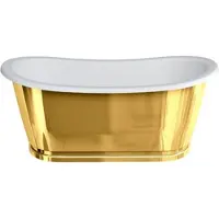 Casa Padrino Luxus Jugendstil Badewanne Gold / Weiß 167,5 x 76,1 x H. 71,1 cm - Freistehende Retro Badewanne - Luxus Jugendstil Badezimmer Möbel