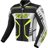 Arlen Ness Rapida 2 Motorrad Lederjacke, schwarz/weiß/neon-gelb, 50
