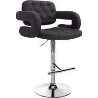 CLP Barhocker Dublin Mit Stoff-Bezug I Höhenverstellbar, Farbe: schwarz, Gestellfarbe: chrom