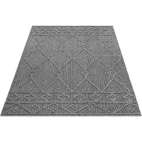 Ayyildiz Hali Outdoor Teppich Wetterfest 120x170 Rechteck Grau für Camping Garten oder innen Berber-Design