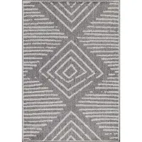 Ayyildiz Hali Outdoor Teppich Wetterfest 240x340 Rechteck Grau für Camping Garten oder innen Gestreiftes Design