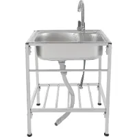 StarTech.com Edelstahl Spülbecken - Freistehende Einzelbecken-Spüle - Maße 60 x 45 x 75 cm - Rechteckig - Mit Korb - Kalt/Heiß Mischbatterie - Silber