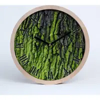 Tulup Holzuhr 30fi cm wanduhr - schwarze Spitzen - Baumrinde