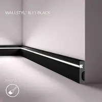 NMC Lichtleiste IL10 Black WALLSTYL 80 x 20 x 2000 mm Polystyrol Schwarz Stuckleiste Deckenleiste LED Leiste