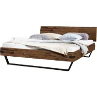 Hasena Bettgestell "Ezzo", braun (braun, anthracit, braun), B:147cm H:86cm L:216cm, Betten, Bettgestell, Akazie massiv, mit Massivholzkopfteil, zwei verschiedene Liegehöhen
