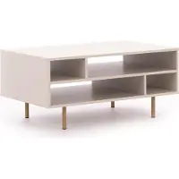 Bettso Wohnzimmersitzbank 100cm BIANCO Kaschmir auf goldenen Beinen