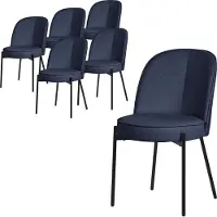 ML-Design Esszimmerstühle 6er Set Dunkelblau Küchenstühle aus Polyester mit Metallbeinen Wohnzimmerstühl mit Rückenlehne Polsterstühle für Esszimmer