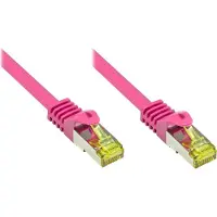 GOOD CONNECTIONS RJ45 Patchkabel mit Cat. 7 Rohkabel und Rastnasenschutz (RNS), S/FTP, PiMF, 500MHz, magenta, 10m,