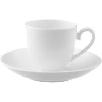 Villeroy & Boch Tasse "Mokka-/ Espressotasse mit Untertasse Royal 100 ml weiß", weiß, Porzellan, Trinkgefäße, Tasse