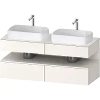 Duravit Qatego Konsolenwaschtischunterbau, 2 Auszüge, 2 Schubkästen, 2 Ausschnitte, 1400x550x600mm, Nische Weiß Supermatt, QA4767084840000