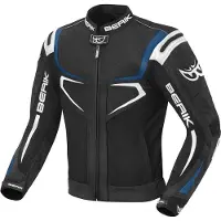 Berik Radic Motorrad Leder- / Textiljacke, schwarz/blau/weiß, 52