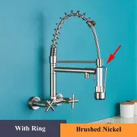 StarTech.com Wandmontierte Küchenarmatur - Zweigriff Mischbatterie - Ausziehbare Handbrause - 360° schwenkbarer Auslauf - Für Warm- und Kaltwasser - Brushed Nickel R