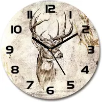Tulup Wanduhr aus Glas 30fi Glasbild Glasuhr Gehärtetes Glas - schwarze-zeiger - deer