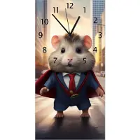 Wallario Design Wanduhr Super-Hamster aus Echtglas, Größe 30 x 60 cm