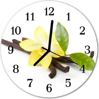 Tulup Glasuhr Wanduhr Küchenuhr Echt-Glas 30fi cm Vanille Orchidee gelb