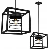 Light11 HOME Rasti Cage Hängelampe - Deckenlampe für Wohnzimmer Schlafzimmer und Esszimmer- Pendelleuchte aus Metall und Glas - E27 - Schwarz - 1-Flammig