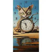 Wallario Design Wanduhr bedruckt, Größe 30 x 60 cm, Motiv: Bewacher der Zeit