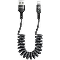 Mcdodo Spiral-USB-Kabel, einziehbares Kabel, Datensynchronisation, Ladekabel, Spiralkabel, Kfz-Ladekabel, dehnbar bis 1,8 m Schwarz