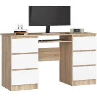 Akord Schreibtisch A11 Sonoma-Eiche Front Weiß B135 x H77 x T50 cm