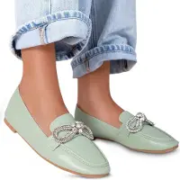 Permani Damen Mokassin Slip On Halbschuhe Elegant Pastell Business Loafer Avelana Grün Gr.37