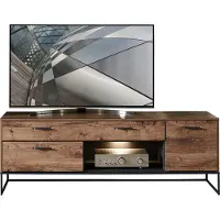 Lomadox Industrial TV-Lowboard in Haveleiche Cognac mit graphit MINNEAPOLIS-55 inkl. LED-Beleuchtung B/H/T ca: 175/62/48 cm