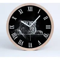 Tulup Holzuhr 25fi cm wanduhr - weiße Spitzen - Tiger