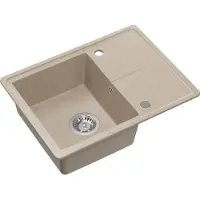 Quadron Spülbecken 1-Becken Spüle | Größe: 60 x 45 x 18,5 cm | TONY 116 | Küchenspüle Granitspüle aus GraniteQ mit Siphon | River Sand & Stahl