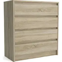 Masseno Kommode ASTORRE 75 cm Sideboard mit 4 Schubladen für Wohnzimmer Schlafzimmer Modern 75x35x82 cm Sonoma Eiche / Sonoma Eiche