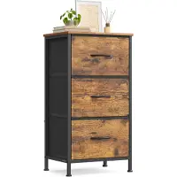 Songmics Kommode, Schrank, 3 Stoffschubladen, für Schlafzimmer, Flur, Wohnzimmer
