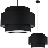 Light11 HOME Vienna Schwarze Hängelampe 1 Flach 40Cm Weisser Rand E27