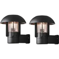 Konstsmide 2er-Set Außenwandleuchte, Außenleuchte Alu schwarz, Glas klar, E27,