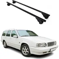 Omtec Dachträger Gepäckträger für Volvo 850 Kombi 1993-1996 Metall Schwarz 2x