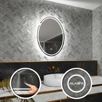 Alasta Ovaler LED-Spiegel 60x100 cm für Wohnzimmer, Badezimmer und Schlafzimmer