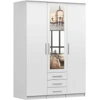 FABRYKA MEBLI IDŹCZAK Drehtürenschrank Kleiderschrank mit Spiegel 151 cm Weiß/Weiß - Szantal 3D