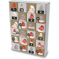 Itenga SET Adventskalender zum Füllen Würfel 6,5cm + Sticker Zahlen Wichtelbande Freiform + Würfel (weiß, braun)