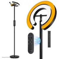 Rosikey Moderne LED Stehlampe mit Fernbedienung 75.5 Zoll dimmbar 2 drehbare Ringlichter 36W 2000lm für Wohnzimmer Schlafzimmer Büro