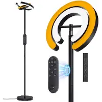 Lapamax 191.8 cm LED Stehlampe mit Magnetischer Fernbedienung Touch-Control, 36W (1900K-6500K) Deckenfluter Dimmbar mit 2x 312° Schwenkbaren C-Ringen