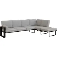 Bettso Große Gartensofa Ecklounge in Hellgrau Moderne Outdoor Sitzgruppe mit Metallgestell