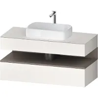 Duravit Collection One Konsolenwaschtischunterbau, 1 Auszug, 1 Schubkasten, Ausschnitt mittig, 1200x550x600mm, Nische Basalt Matt, QA4732043840010, Farbe: Weiß Supermatt/mit Nischenbeleuchtung