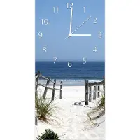 Wallario Design Wanduhr bedruckt, Größe 30 x 60 cm, Motiv: Blick auf Strand