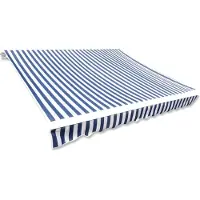 The Living Store Markisenbespannung Canvas Blau & Weiß 6x3 m (ohne Rahmen)