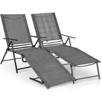 KOMFOTTEU 2er Set Sonnenliege, klappbarer Liegestuhl mit verstellbaren Rückenlehne, Strandliege für Garden, Strand,Pool