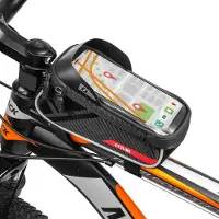 MalTrack Fahrrad Rahmentasche Wasserdichte Fahrradtasche Handytasche Etui für Handy Smartphone bis zu 6.8″ Schwarz