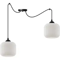Light11 HOME Hängelampe Spider Riffle Schwarz 2 Flacher weißer Zylinder Lampenschirm E27
