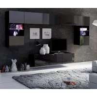 Lomadox Moderne TV Wand in schwarz Hochglanz mit LED Beleuchtung CAIRNS-132, B/H/T ca. 300/200/43 cm