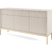 Masseno Kommode STELLARE 154 cm Sideboard mit 3 Schubladen und 3 Türen für Wohnzimmer Schlafzimmer Modern 154x39x83 cm Kaschmir / Kaschmir