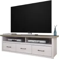 Lomadox Lowboard LUND-78, Landhausstil, in Pinie weiß Nb./Trüffel Eiche Nb., B/H/T: ca. 148/46/43 cm